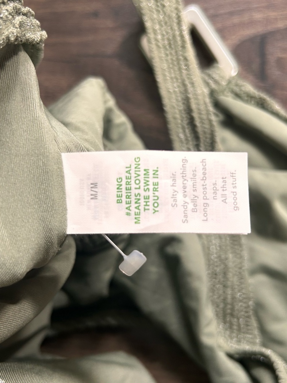 NWOT Aerie Olive Textured One-Piece Swimsuit - Picture 5 of 7